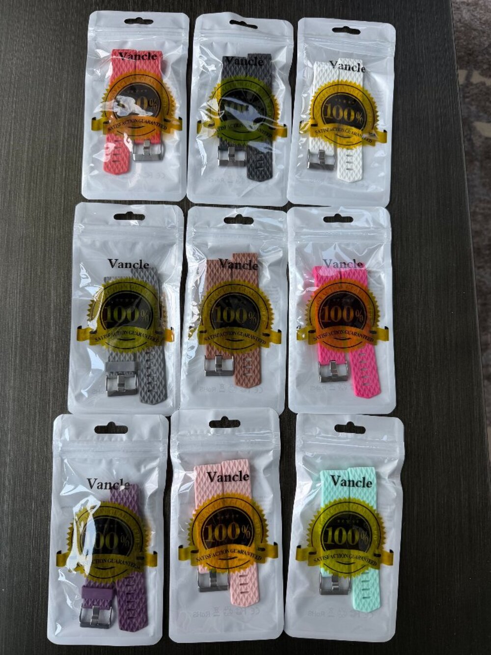 ⌚️VANCLE⌚️LOT OF 9 TEXTURED SILICONE FITBIT REPLACEMENT WATCH 2-STRAP WRISTBANDS